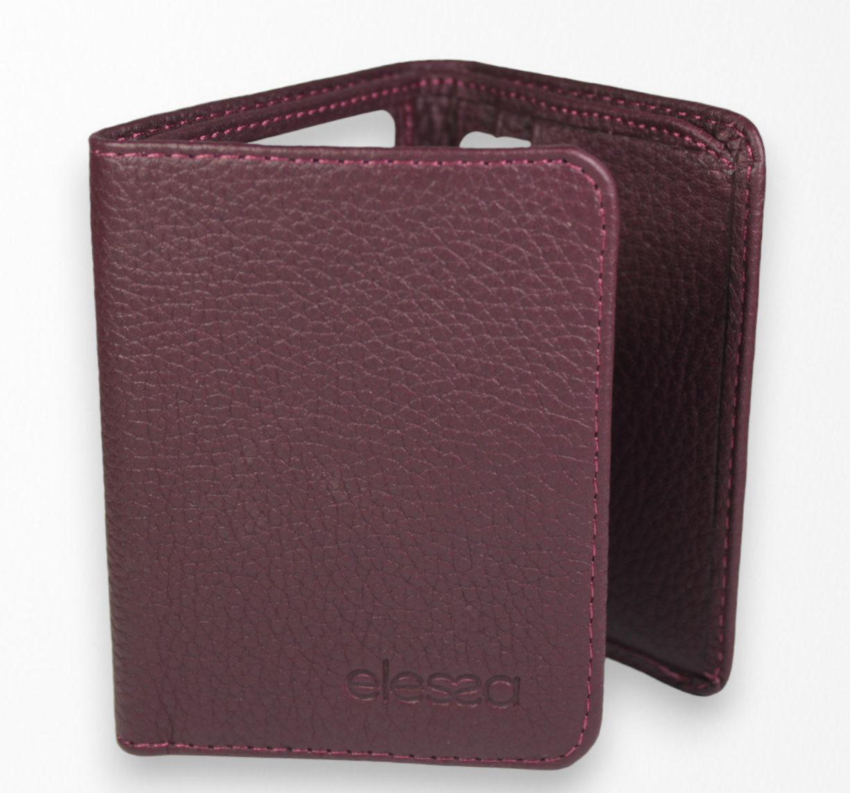 3015 Hakiki Deri Mıknatıslı Cüzdan Bordo - Görsel 3