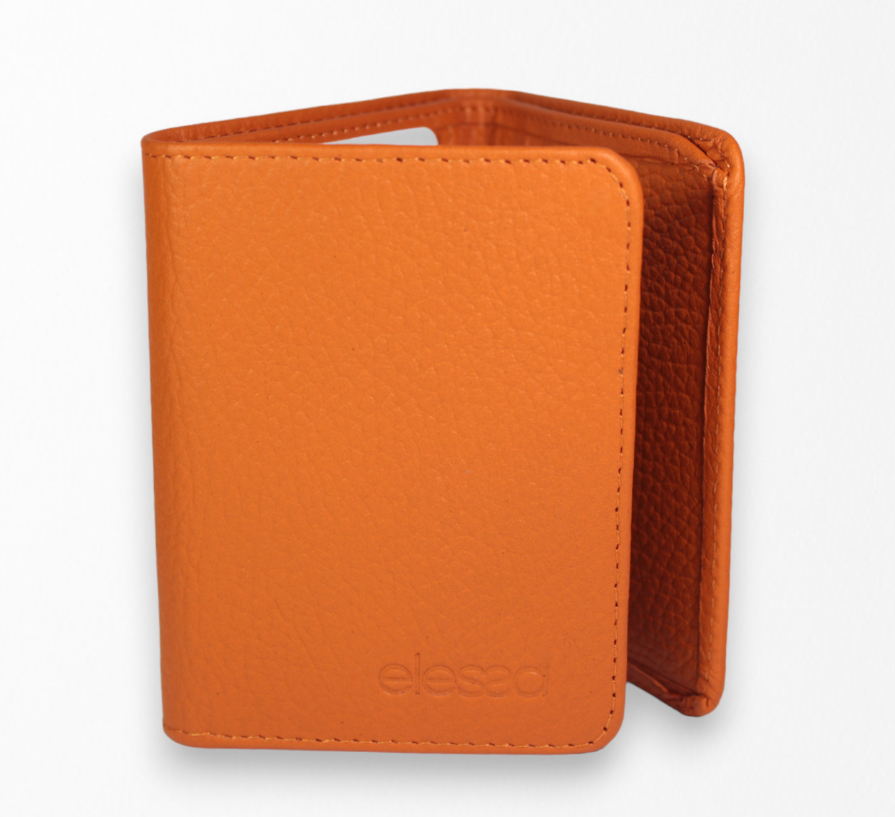 3015 Hakiki Deri Mıknatıslı Cüzdan Turuncu - Görsel 2