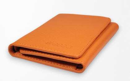 3015 Hakiki Deri Mıknatıslı Cüzdan Turuncu